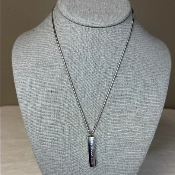 Tiffany & Co. 1837 Bar Pendant Necklace – Sterling Silver, 18" Snake Chain - Picture 1 of 6